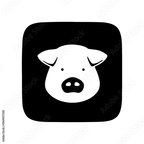 豚　豚肉イメージ　モノクロアイコン