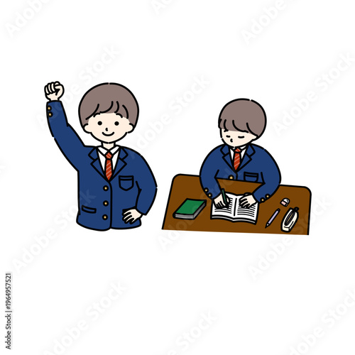 机に向かう学生2