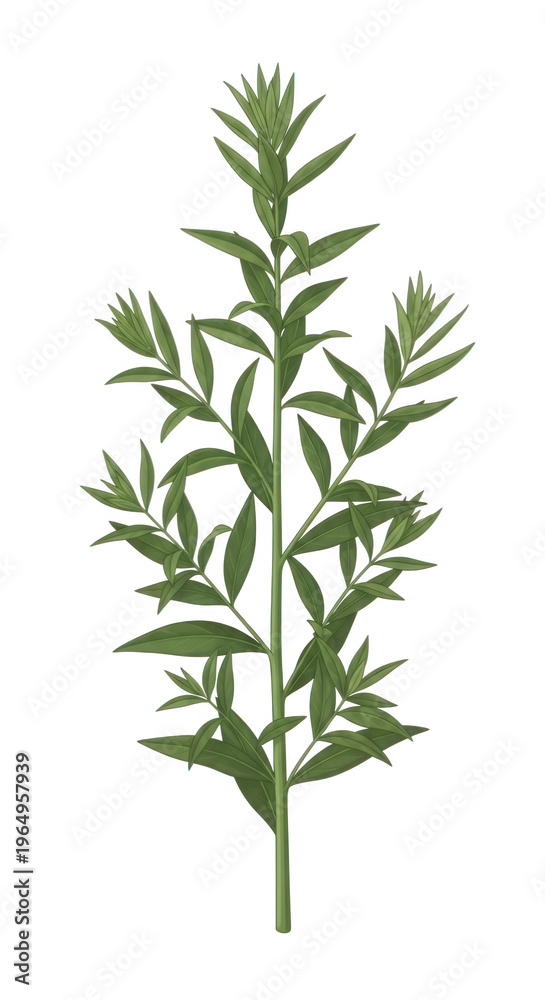 Fototapeta premium A green plant with long leaves isolated on transparent background