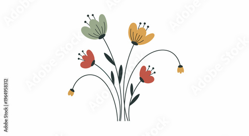 Colorful flowers with green stems.