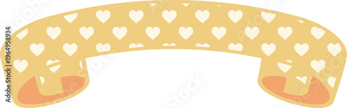 Ribbon Frame -5- Heart - yellow, isolated on white background