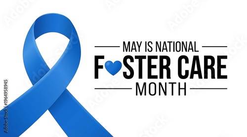 Blue ribbon represents national foster care month May, promoting awareness and support for children in need and families.