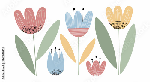 Colorful Tulips in Blooming Garden.