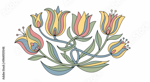 Colorful Tulips in Full Bloom.