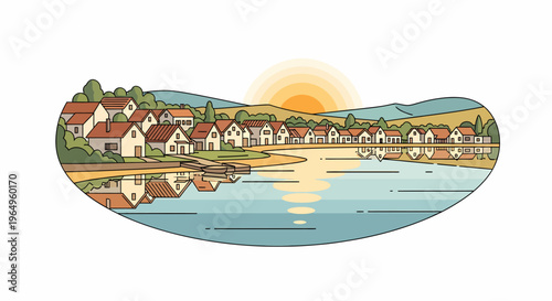 houses by the water side village.