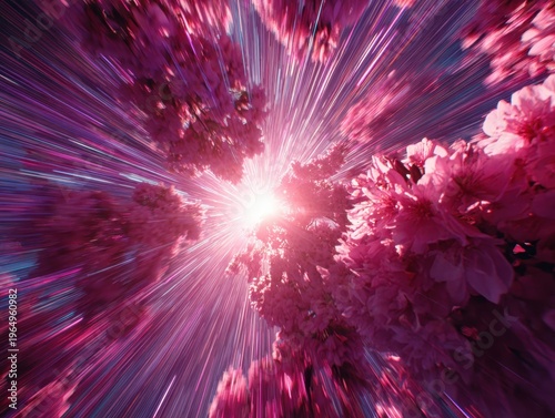 Wallpaper Mural Blossom Burst: A surreal and visually striking perspective, offering a celestial view that celebrates the beauty of blossoms. Torontodigital.ca