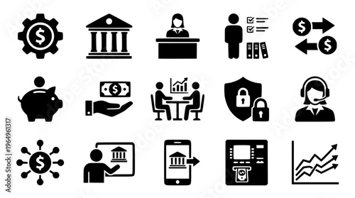 Financial icons for business and banking illustration