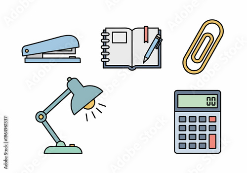 Office supplies and stationery items collection.