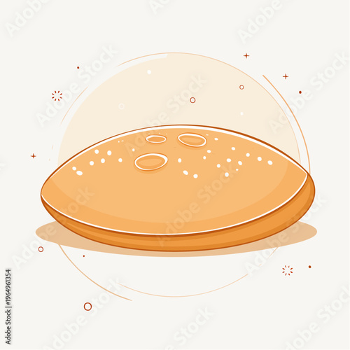 Deliciously Simple Cartoon Flatbread Illustration for Traditional Cuisine Concepts