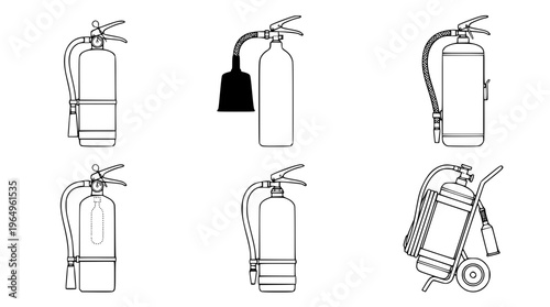 Various Fire Extinguisher Vector Illustrations in Different Designs