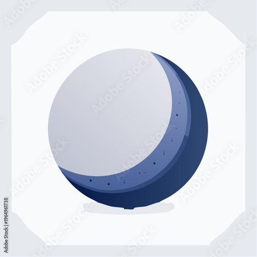 Crescent moon icon with starry texture on a white background