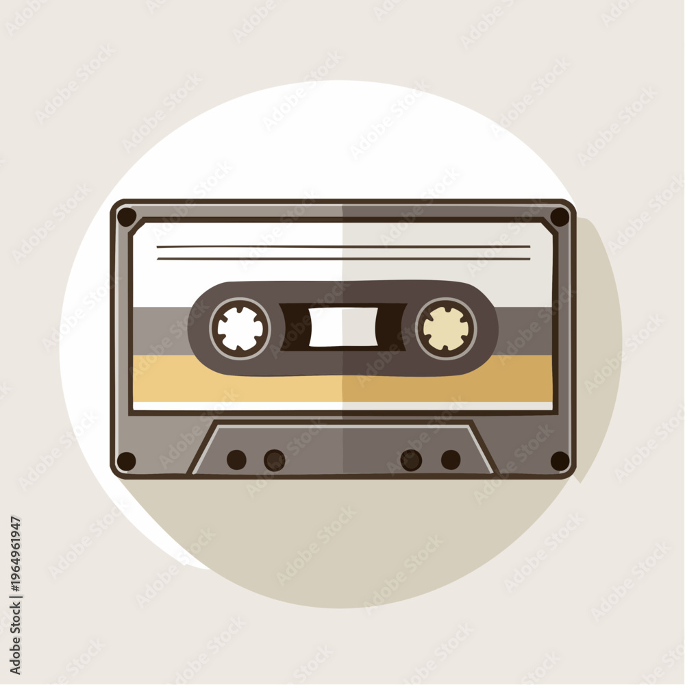 Naklejka premium Nostalgic Analog Audio Cassette Icon Evoking Retro Music Memories and Vintage Sound Culture