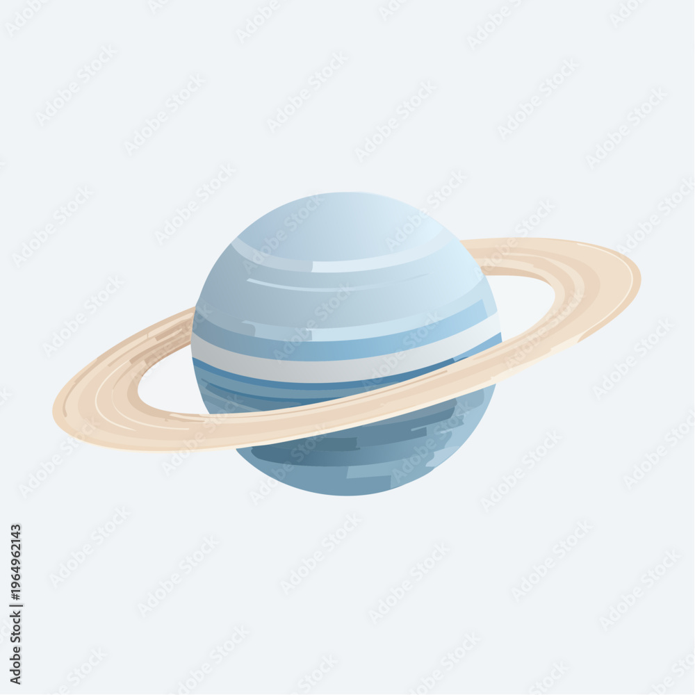 Fototapeta premium Captivating vector art depicting a cool-toned planet adorned with elegant rings, symbolizing the vastness of space