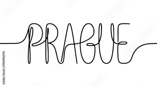 Vector graphic illustration of Prague city name in artistic font