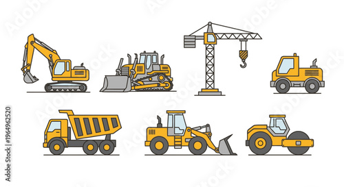 Collection of heavy construction vehicles 4.