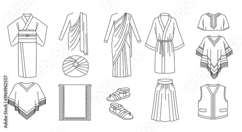 Collection of various kimono clothing items.