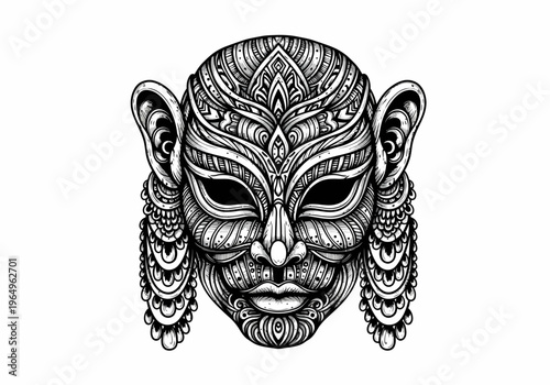 Traditional Maori Tribal Face Mask Design.