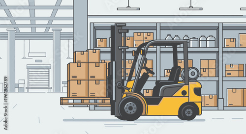 Man operating a yellow forklift truck.