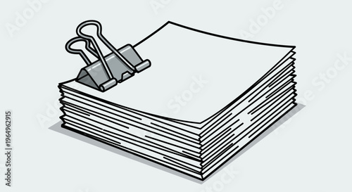 Stack of paper with binder clip.