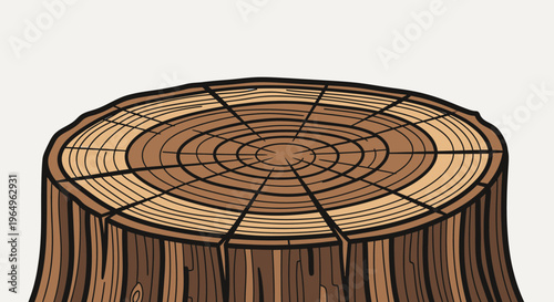 Tree Stump Cross Section Illustration.