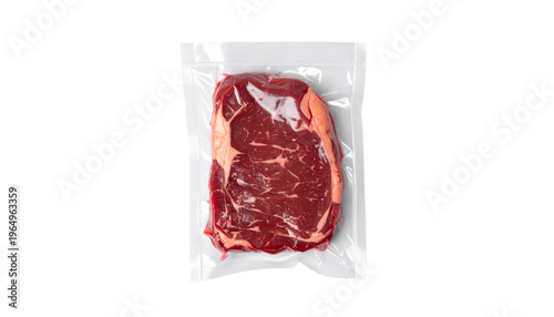 Beef steak vacuum sealed Isolated on Transparent or White Background