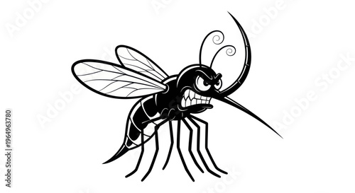 Aggressive Mosquito Cartoon Character