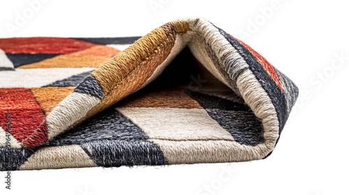 Geometric Rug - Trendy Geometric Rug for Adding Pattern, Comfort, and Style to Living Rooms, Bedrooms, and Offices Isolated on White Background