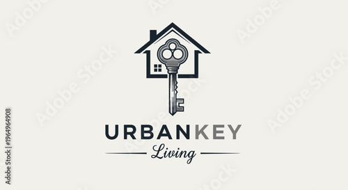 Urban key logo with house icon.