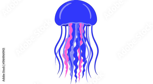 Vibrant purple jellyfish with tentacles.