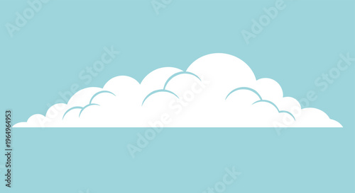 Large white cumulus cloud with soft rounded edges isolated on a flat light blue sky background for a clean and simple nature scene.