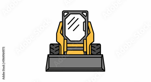 Yellow Construction Skid Steer Loader Machine.