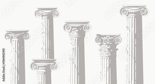 Antique Greek Ionic Columns - Ancient Architectural Elements