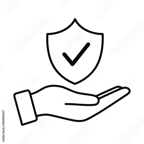 Bild auf Leinwand Hand holding shield with check mark icon