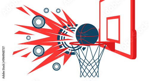 Dynamic Basketball Slam Dunk with Explosive Energy Burst