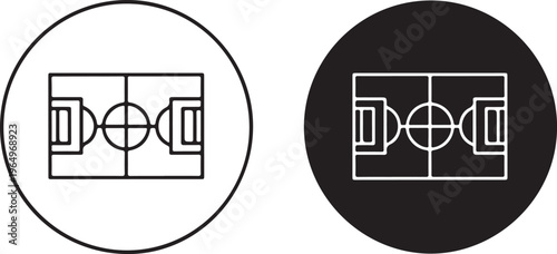 Black and white balanced scale with geometric shapes in square frame