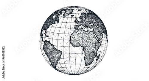 Wireframe Globe Earth Network Connection Digital Technology Abstract