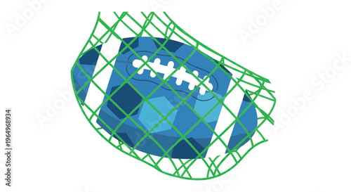 Abstract Geometric Sphere Caught in Green Net