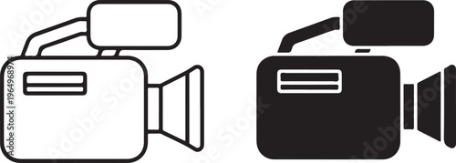 Black and white cameras two cameras white background line simple