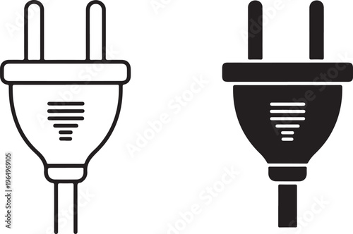 Black and white electrical plugs isolated electricity