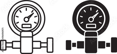 Black and white gauge with white background clock meter dial