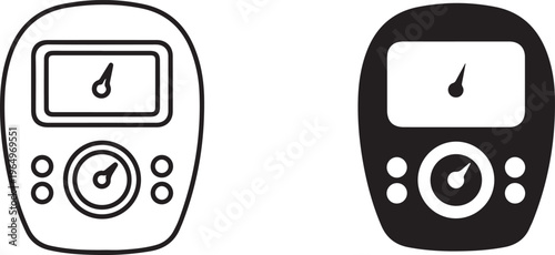 Black and white medical device with screen and buttons glucometer