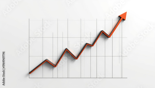 Free Download Upward trending orange arrow graph on white grid showing business growth and positive momentum - GFXLoad