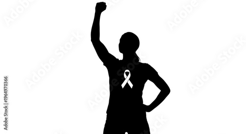 Woman Silhouette with Awareness Ribbon.