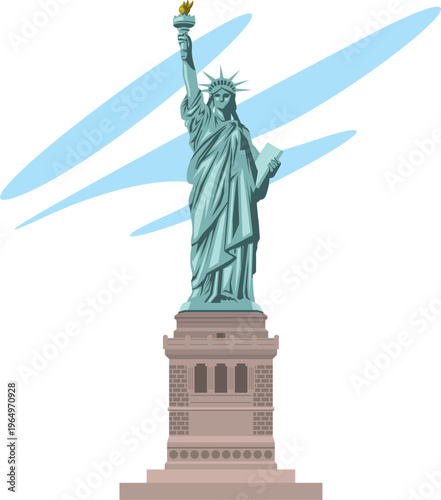 青空の下の自由の女神のイメージイラスト