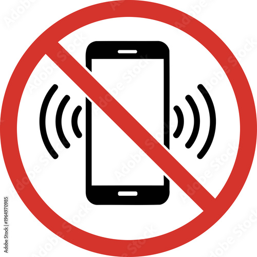 Bild auf Leinwand Mobile phone prohibited symbol on transparent background no calls allowed silent zone warning icon
