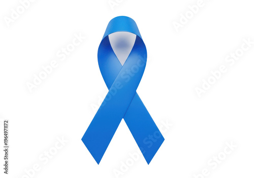 Blue awareness ribbon symbol isolated on transparent background for prostate cancer
