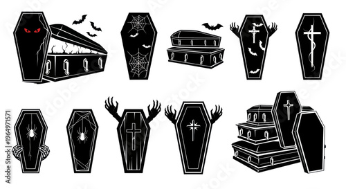 Halloween Coffin Collection: Spooky Icons and Symbols for Spooky Season