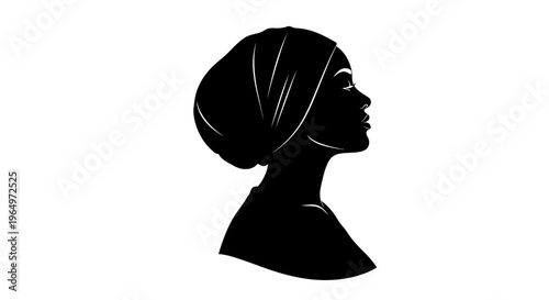 Woman Wearing Headscarf Silhouette Profile Portrait.