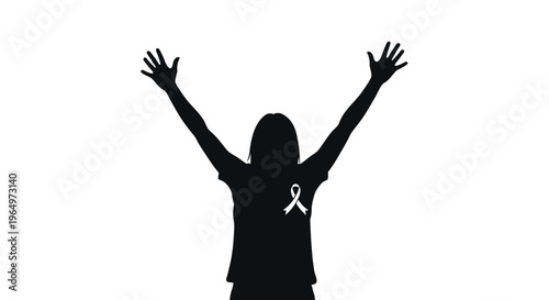Woman with Awareness Ribbon on Back.