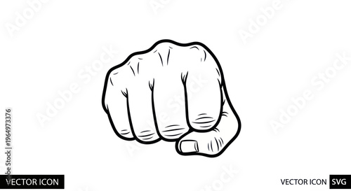 Fist Punching Forward Vector Icon